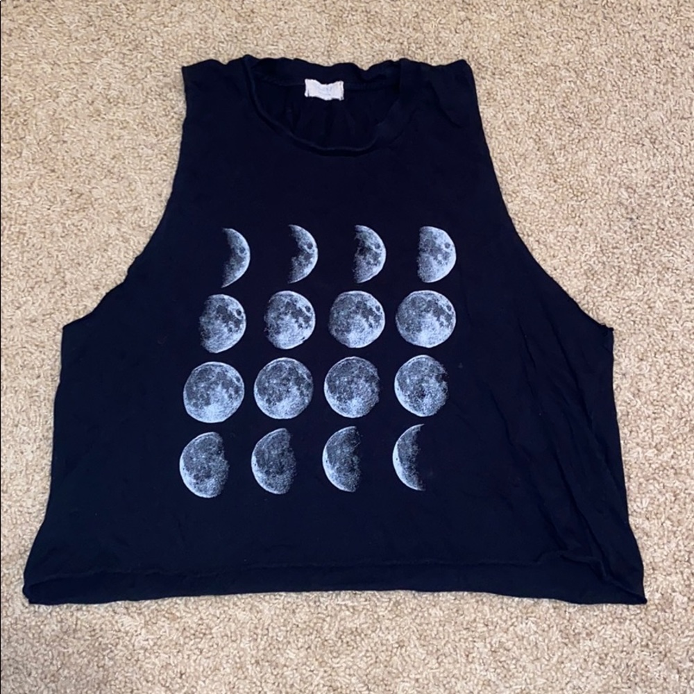 Moon-phase graphic cropped tank